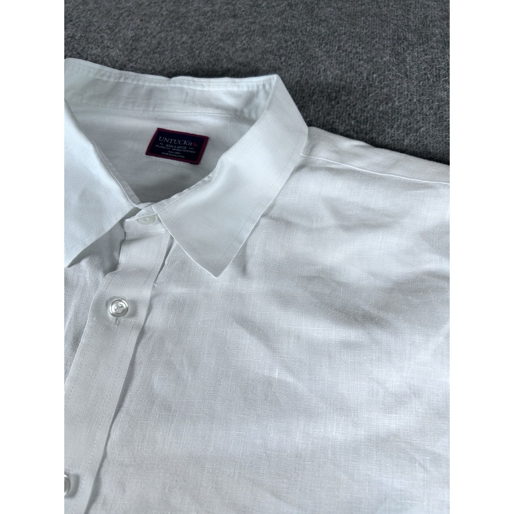 UNTUCKit 100% Linen Shirt Mens 3XL XXXL White Relaxed Fit Long Sleeve Button Up
